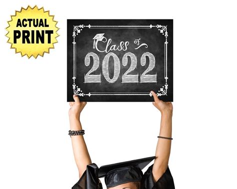 Class Of 2022 Graduation Sign Printed Chalkboard Graduation Etsy