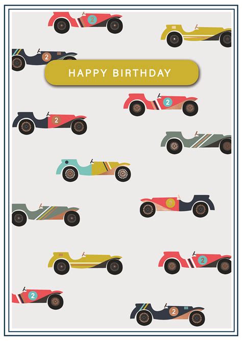 Happy Birthday Racing Car Embellished Birthday Greeting Card Cards