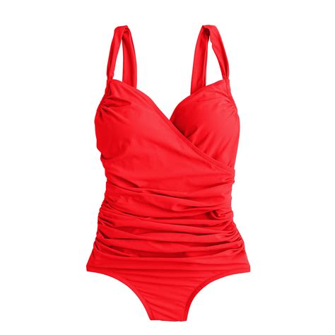 Jcrew Ruched Wrap One Piece Swimsuit In Red Belvedere Red Lyst