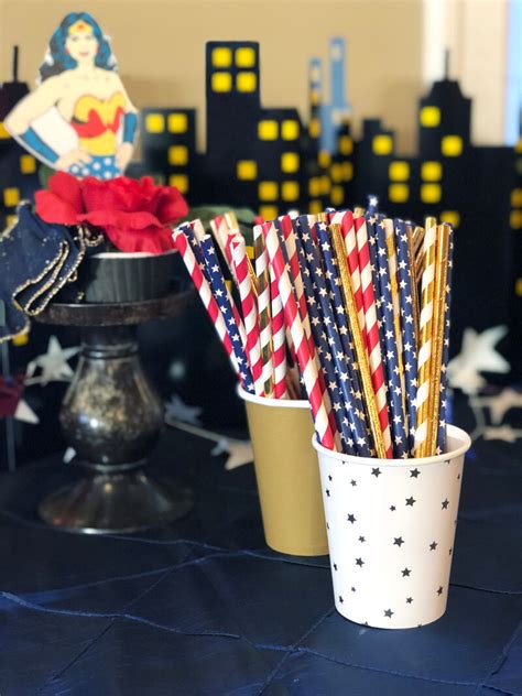 4.4 out of 5 stars. Super straws-classy wonder woman birthday party-halfpintpartydesign.com-wonder woman decor ...