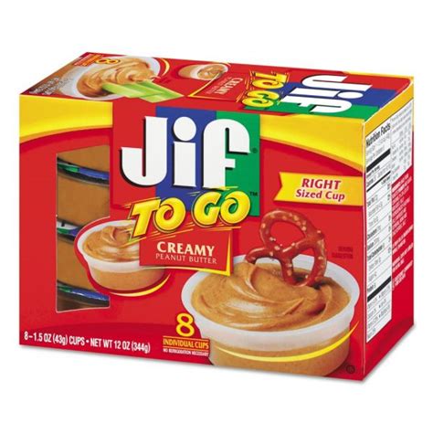Jif To Go Spreads Creamy Peanut Butter 15 Oz Cup 8box