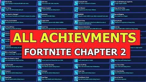 All Achievements In Fortnite Chapter 2 Complete Challengeachievement