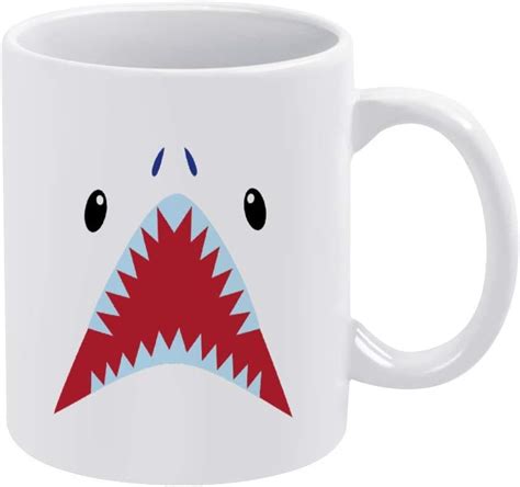 Floating Shark Face Funny Coffee Mug Ceramic Tea White Cup