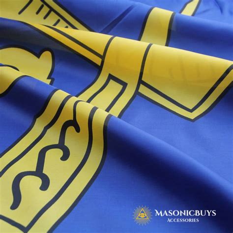 Masonic Flag With Blue Background And Golden Freemason Symbol Masonicbuys