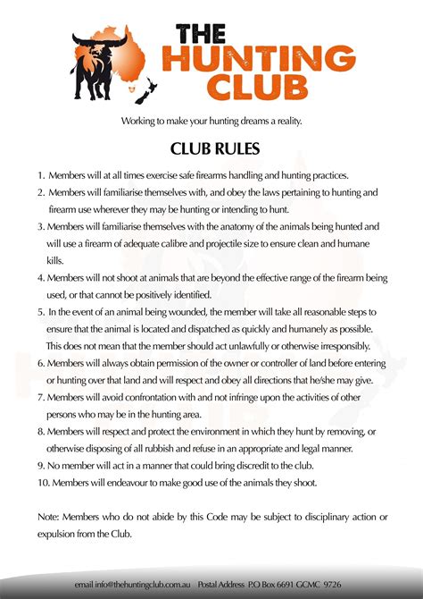 Clubs Rules Code Of Conduct THE HUNTING CLUB