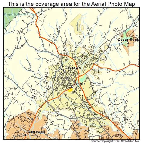 aerial photography map of lenoir nc north carolina