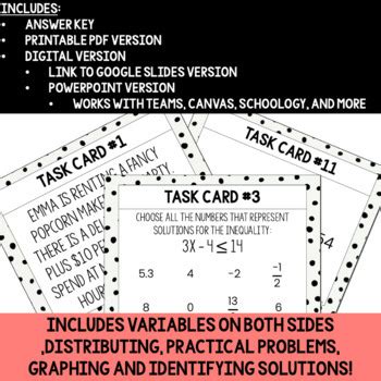 Multi Step Inequalities Task Cards Mixed Review By The Sassy Math Teacher