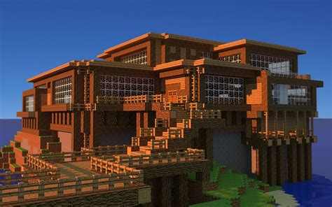 Brown 3d Perspective House Minecraft Pocket Edition House Survival