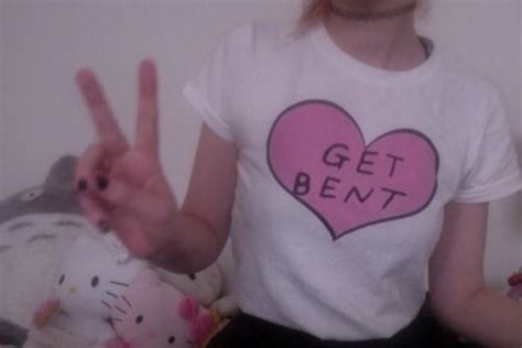 Shirt Get Bent Pink Heart White Cute Grunge Kawaii