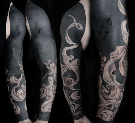 Realistic Smoke Blackwork Tattoo Sleeve Best Tattoo Ideas Gallery