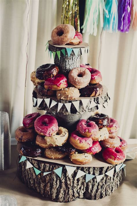 Handcrafted Doughnut Tree Khaki Bedford Weddings Cheap Wedding Cakes