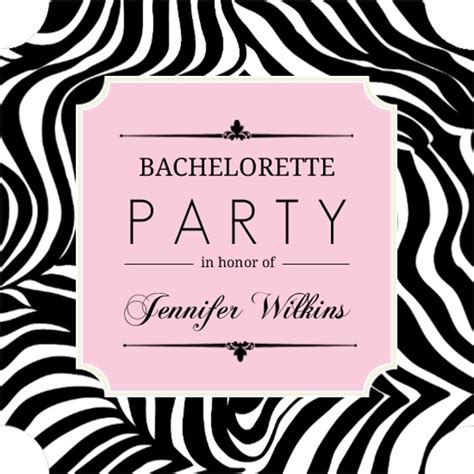 Zebra Print Pink Frame Bachelorette Party Invitation Bachelorette Party Invitations