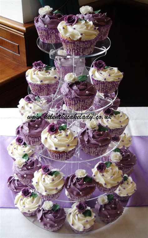 Purple And Ivory Rose Wedding Cupcake Tower A Photo On Flickriver