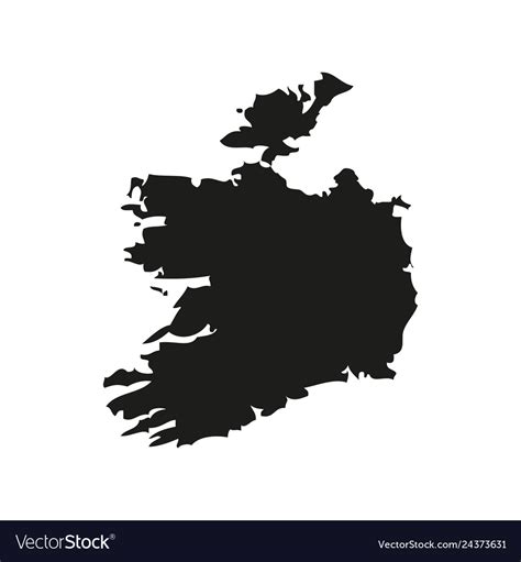 Silhouette Map Of Ireland In Black On A White Vector Image