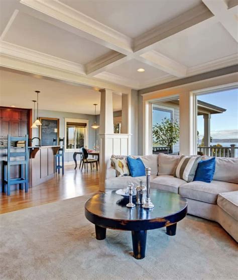 Ceilings are often overlooked when it comes to designing a home. 60 Spectacular Living Rooms with a Coffered Ceiling (Photos)
