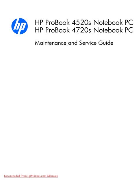 hp probook 4520s maintenance and service manual pdf download manualib