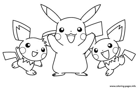 Pikachu With His Pichu Friends Pokemon Coloring Pages Printable