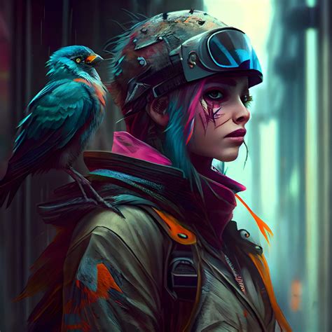 3d Rendering Of A Female Aviator With Birds In Her Hair Ai Generative