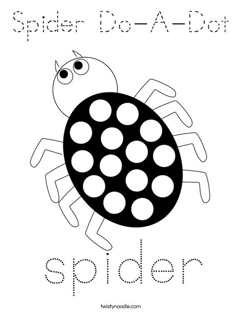 Spider Do A Dot Coloring Page Tracing Twisty Noodle