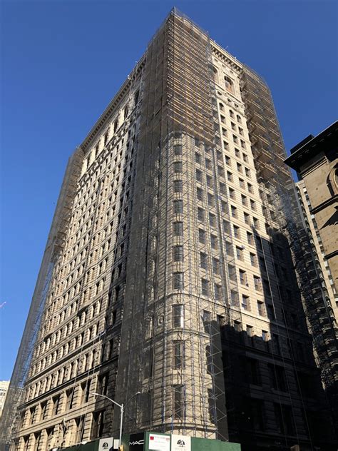 Scaffolding Assembly Begins On The Flatiron Building For Exterior