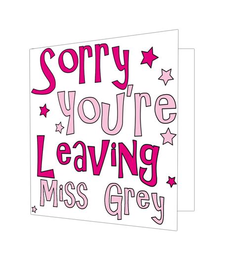 Personalised Sorry Youre Leaving Card Pink Stars Just For Ts