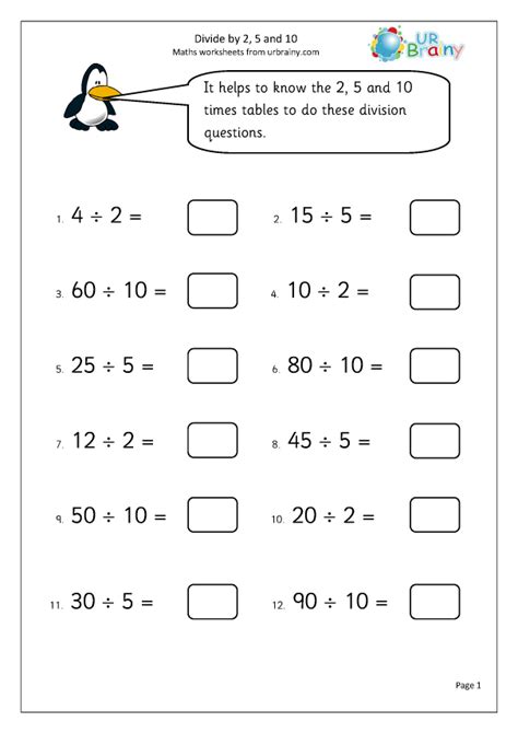 Divide By 2 5 And 10 Division Maths Worksheets For Year 2 Age 6 7