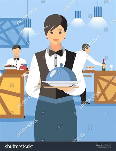 Waitress Hot Dish Lid Cartoon Character Stock Vector Royalty Free 1351108157