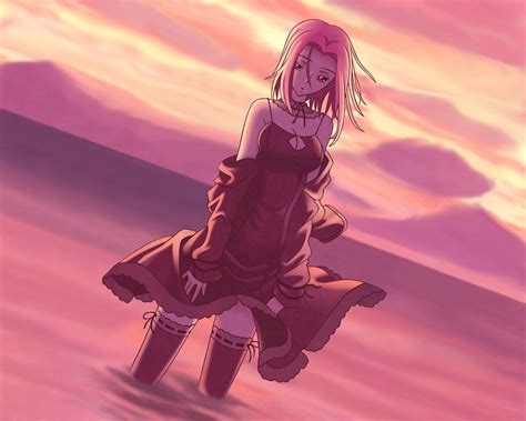 Anime Naruto Sakura Haruno City Sunset Hd Wallpaper Background Image