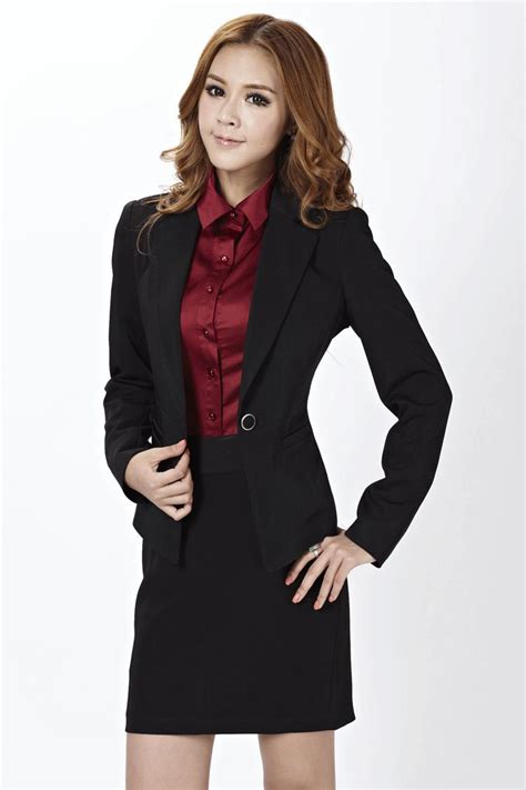 New 2015 Long Sleeves Fashionable Business Wear Women Skirt Suits Plus