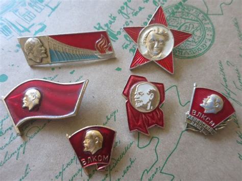 Set Of 5 Rare Lenin Pins Soviet Vintage Badges Soviet Propoganda Metal