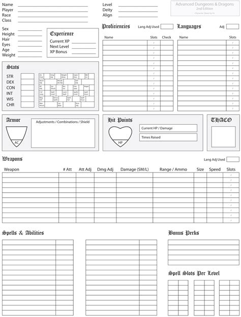 Dungeons And Dragons Printable Character Sheet