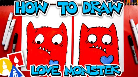 Add shapes and lines to drawing monsters with letters 2. How To Draw Love Monster - Art For Kids Hub