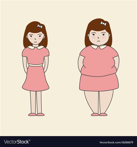 Woman Slim Fat Cartoon Royalty Free Vector Image