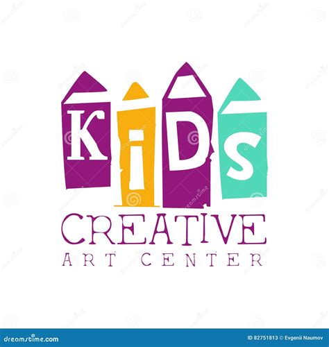 Kids Creative Class Template Promotional Logo With Pencils Symbols Of