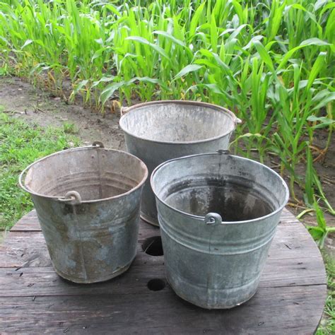 Galvanized Tin Buckets Set Of 3 Galvanized Tin Bucket 18
