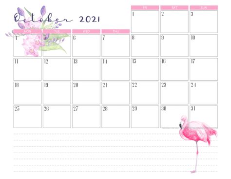 2020 2021 Flamingo Calendar Weekly Planner Free Printable Printables And Inspirations Artofit