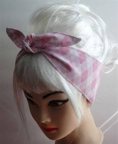 Pink Head Scarf Bandana Rockabilly Pinup Hair Wrap