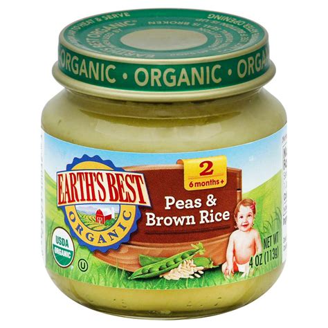 Earths Best Organic Earths Best Baby Food Peas And Brown Rice Shop