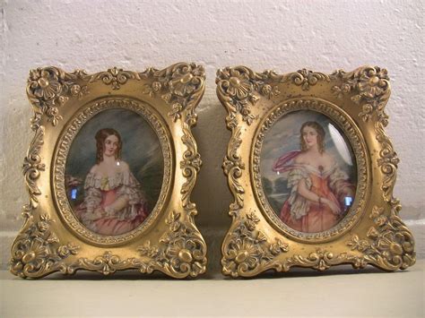 Vintage Miniature Lady Portraits Cameo Creations Bubble Glass Ornate
