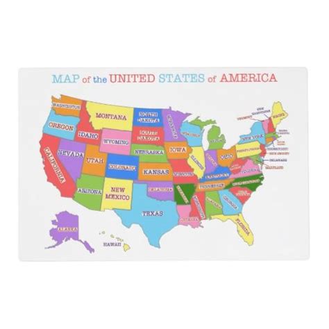 Fun And Colorful Rainbow Map Of The Usa Placemat Personalized Ts For