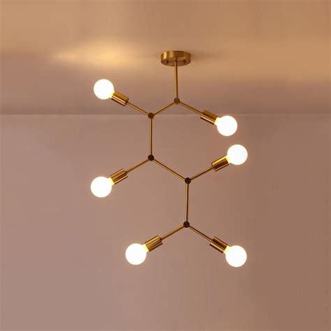 Start with one of these. Mid Century Modern 6 Light Branching Ceiling Lamp in Brass ...
