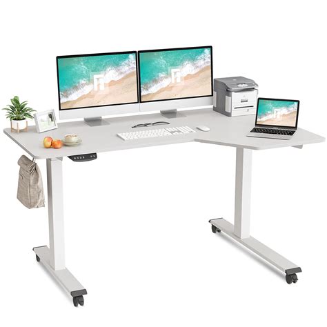 Buy Fezibo Reversible L Shaped Electric Standing Desk 55 Inch Height