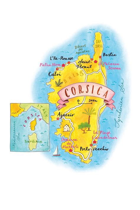 Where To Stay In Corsica Corsica Illustrated Map Country Maps