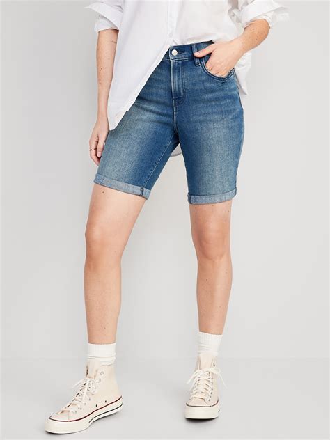 Mid Rise Wow Jean Shorts For Women 9 Inch Inseam Old Navy