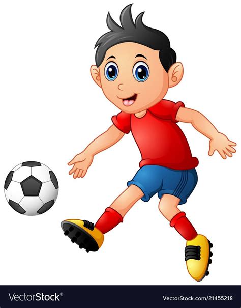 A Boy Playing Football Cartoon They Have Been Playing Football For An