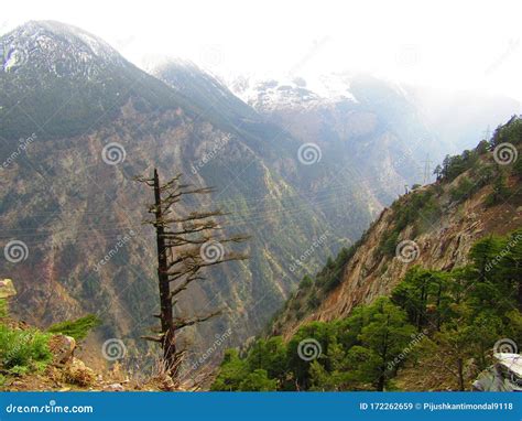 A Beautiful Snow Covered Himalayan Hill At Kinnaur In India Stock Image