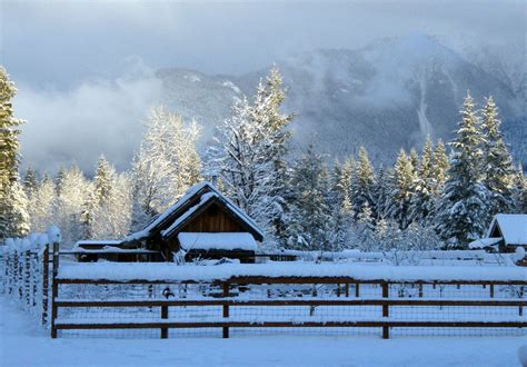 Winter Snow Farm Rustic Landscape Wallpapers Hd Desktop And