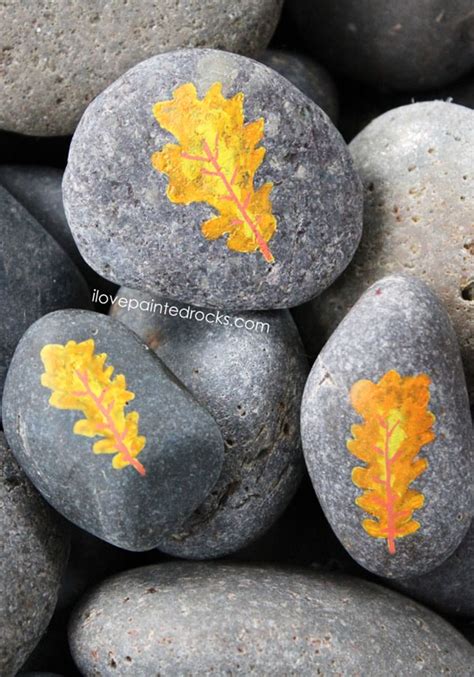 How To Paint Autumn Leaves On Rocks A Fall Rock Painting Tutorial In