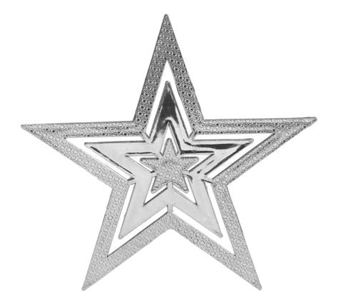Silver Christmas Star Isolated On Black Background Stock Image Image