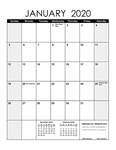 Vertex42 Monthly Calendar 2023 Your Ultimate Guide Calendar 2023 January